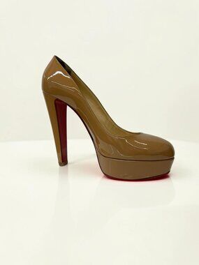 Christian Louboutin, Bianca 140 Patent Leather Pumps, Beige Size 38 EU